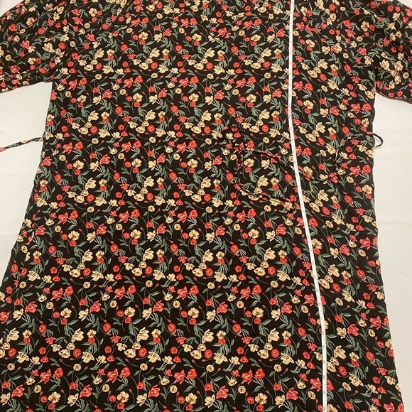 Draper James Dress Womens 2X Black Floral Long Sleeve Belted Sheath Boho - Picture 9 of 12